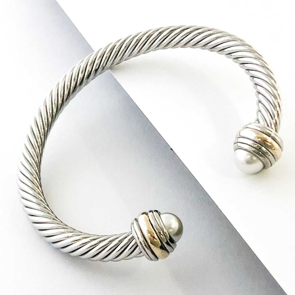 Stack It Up Bracelet Cuff- Classic Pearl Stone