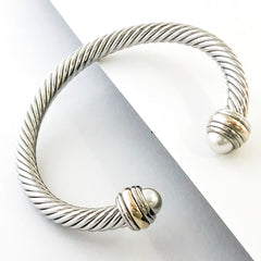 Stack It Up Bracelet Cuff- Classic Pearl Stone