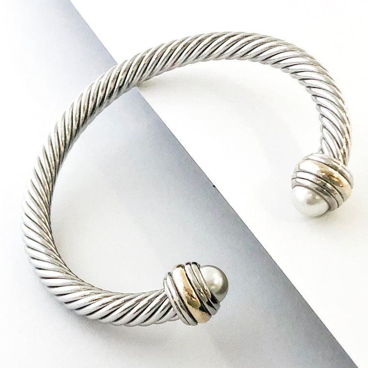 Stack It Up Bracelet Cuff- Classic Pearl Stone