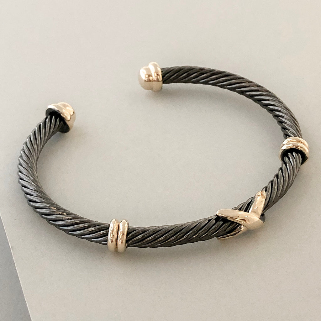 Stack It Up Bracelet Cuff- Gunmetal