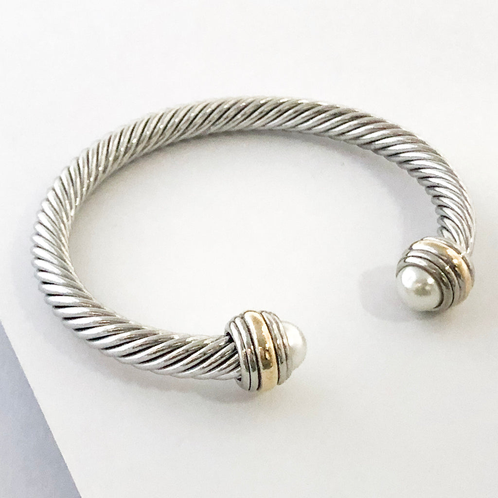 Stack It Up Bracelet Cuff- Classic Pearl Stone