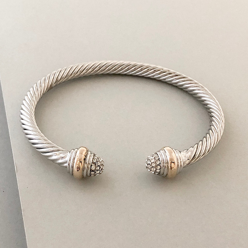 Stack It Up Bracelet Cuff- Pavé Ends