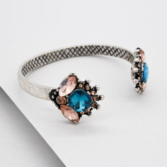 Maya Crystal Cuff Bracelet- Silver