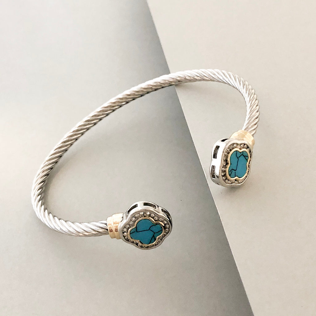 Stack It Up Bracelet Cuff- Turquoise Stone