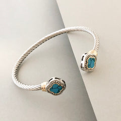 Stack It Up Bracelet Cuff- Turquoise Stone