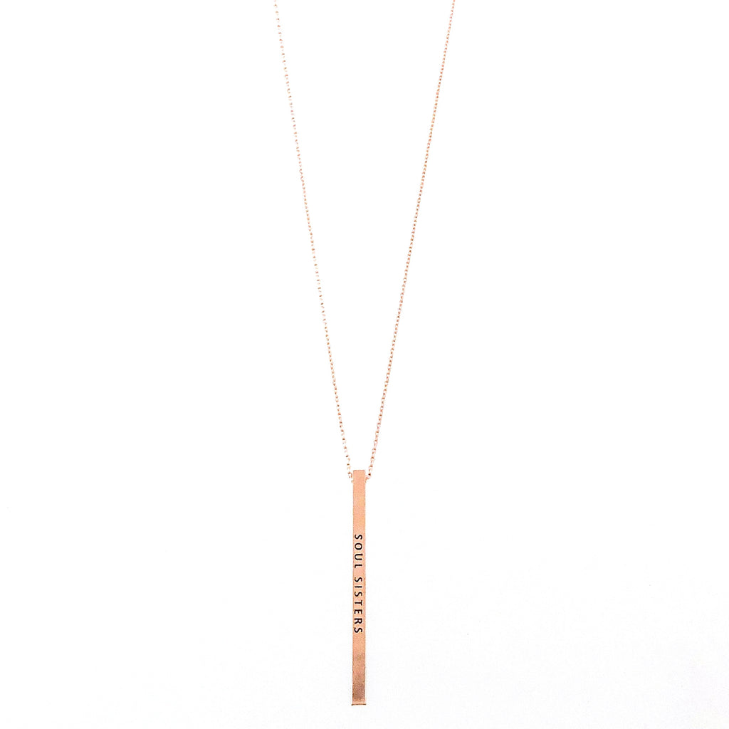 SOUL SISTERS Engraved Bar Necklace- 3 COLOR OPTIONS