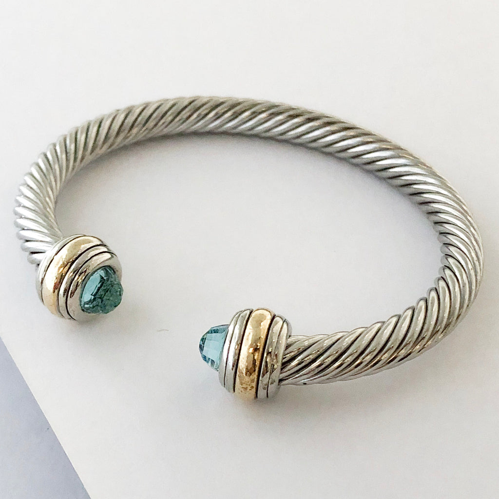 Stack It Up Bracelet Cuff- Jeweled Sky Blue Stone