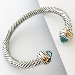 Stack It Up Bracelet Cuff- Jeweled Sky Blue Stone