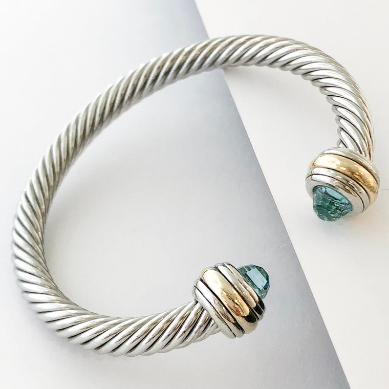 Stack It Up Bracelet Cuff- Jeweled Sky Blue Stone