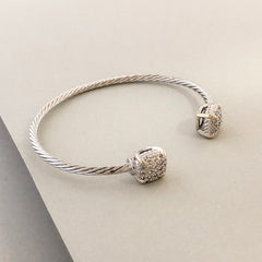 Stack It Up Bracelet Cuff- Square Pavé Ends