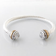 Stack It Up Bracelet Cuff- Jeweled Crystal Clear Stone