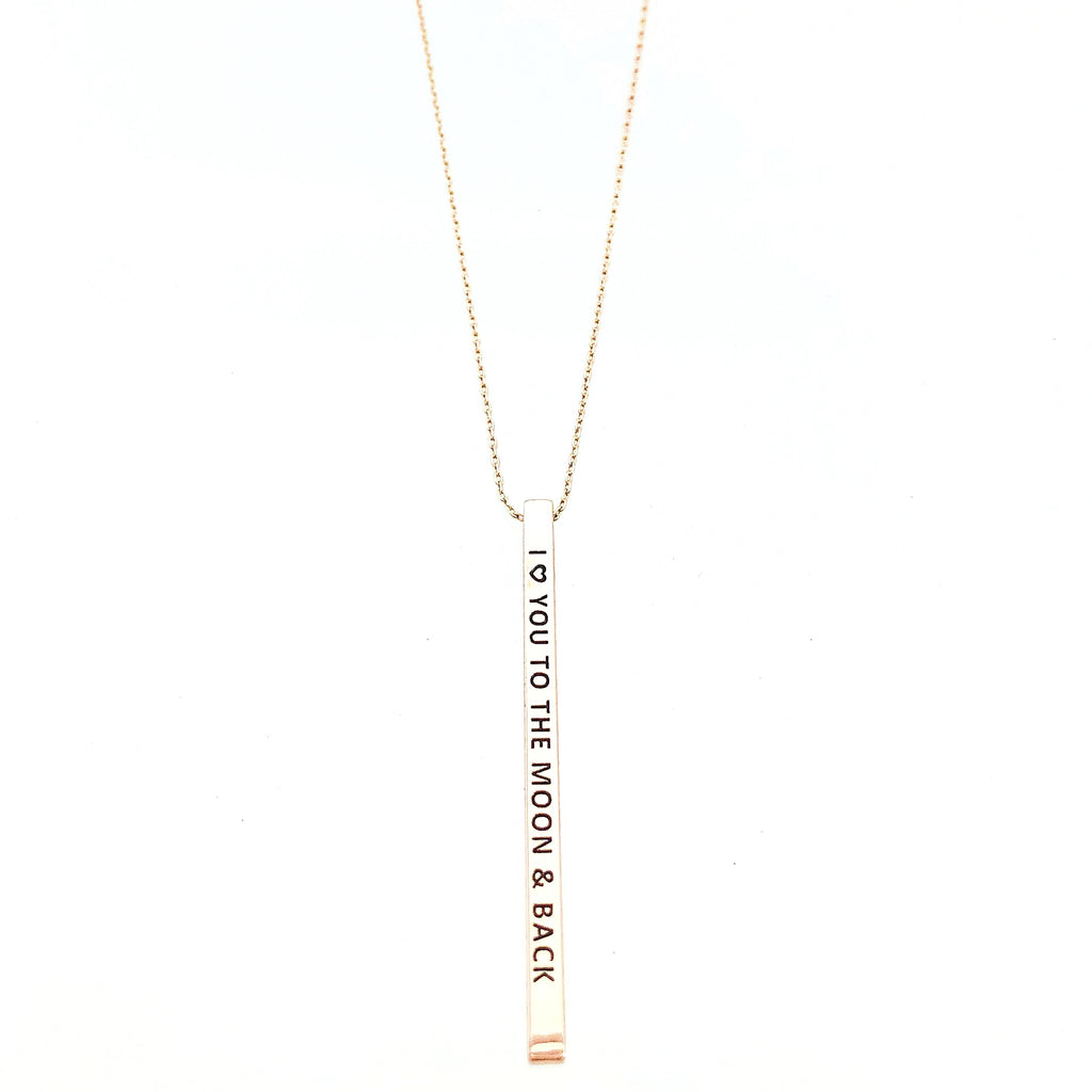 I LOVE YOU TO THE MOON & BACK Engraved Bar Necklace- 3 COLOR OPTIONS