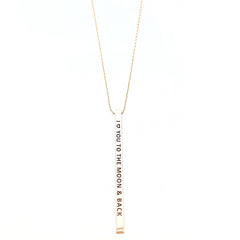 I LOVE YOU TO THE MOON & BACK Engraved Bar Necklace- 3 COLOR OPTIONS