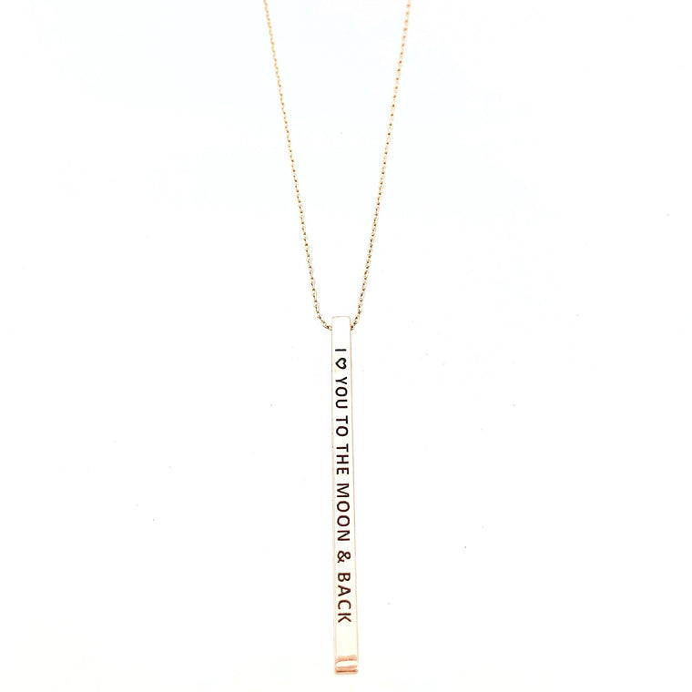 I LOVE YOU TO THE MOON & BACK Engraved Bar Necklace- 3 COLOR OPTIONS