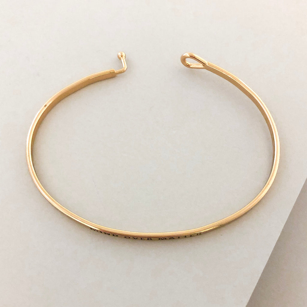 'Mind Over Matter' Dainty Bangle Bracelet-Gold
