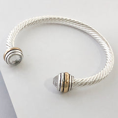 Stack It Up Bracelet Cuff- Jeweled Crystal Clear Stone