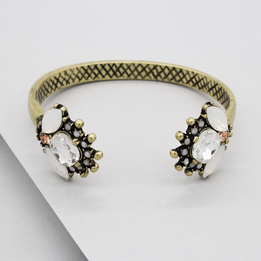 Maya Crystal Cuff Bracelet- Brass