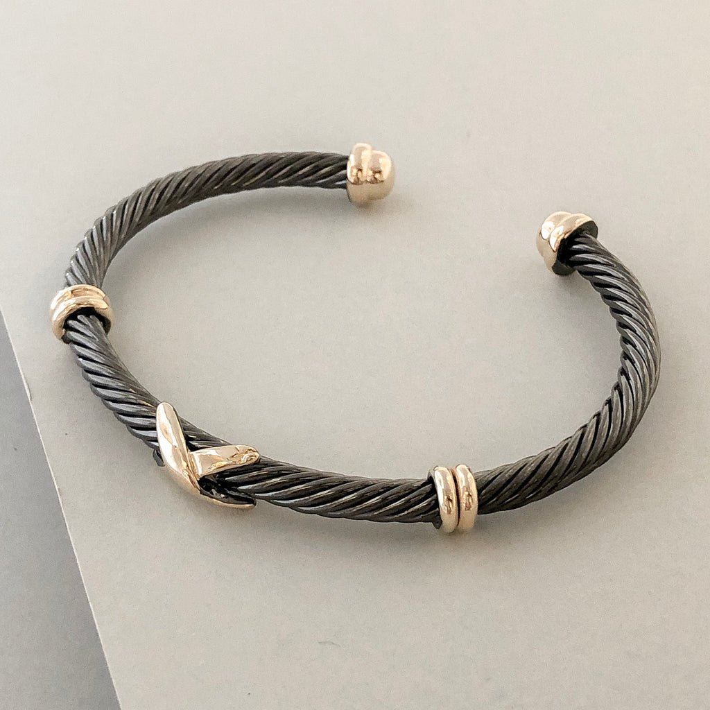 Stack It Up Bracelet Cuff- Gunmetal