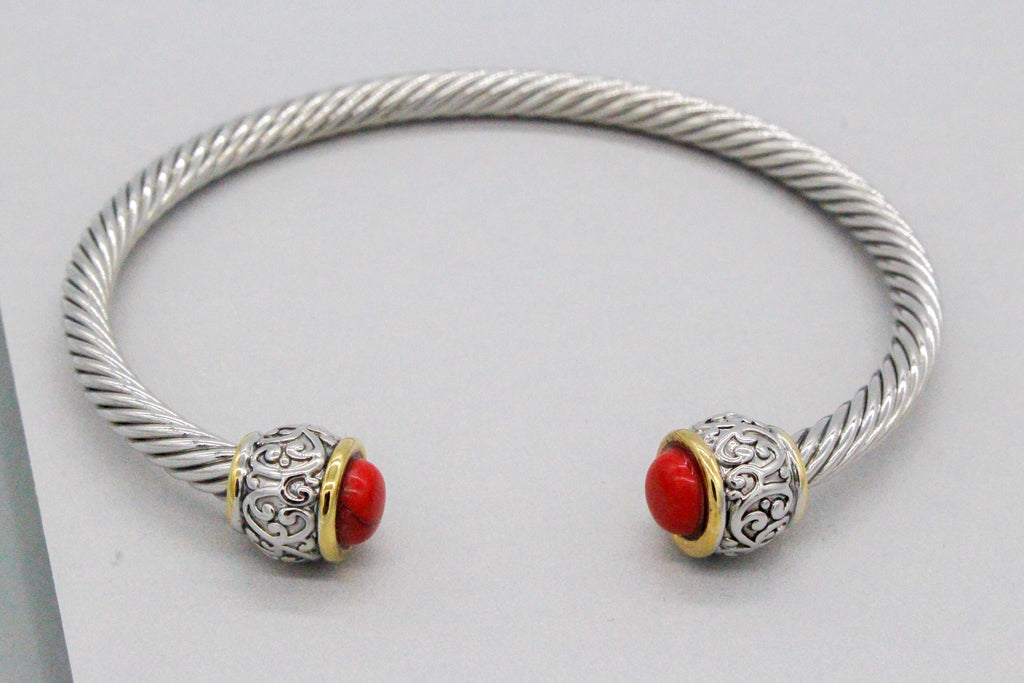 Stack It Up Bracelet Cuff- Red Stone