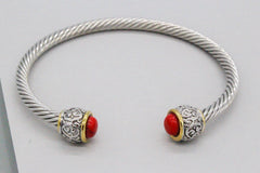 Stack It Up Bracelet Cuff- Red Stone
