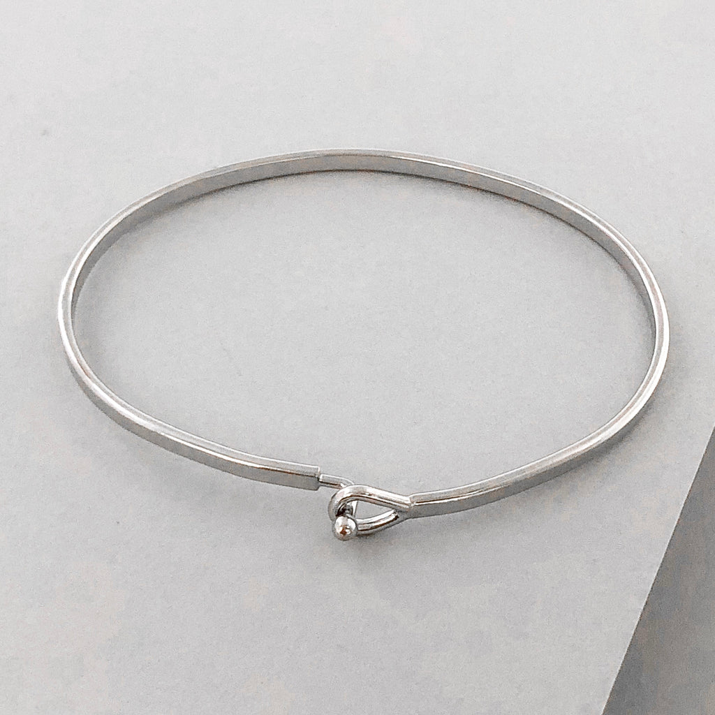 'Love' Dainty Bangle Bracelet-Silver