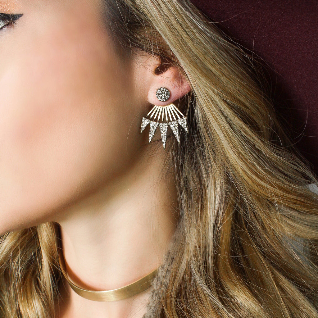 Olivia Pavé Crystal Ear Jacket Earrings
