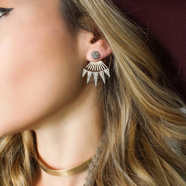 Olivia Pavé Crystal Ear Jacket Earrings