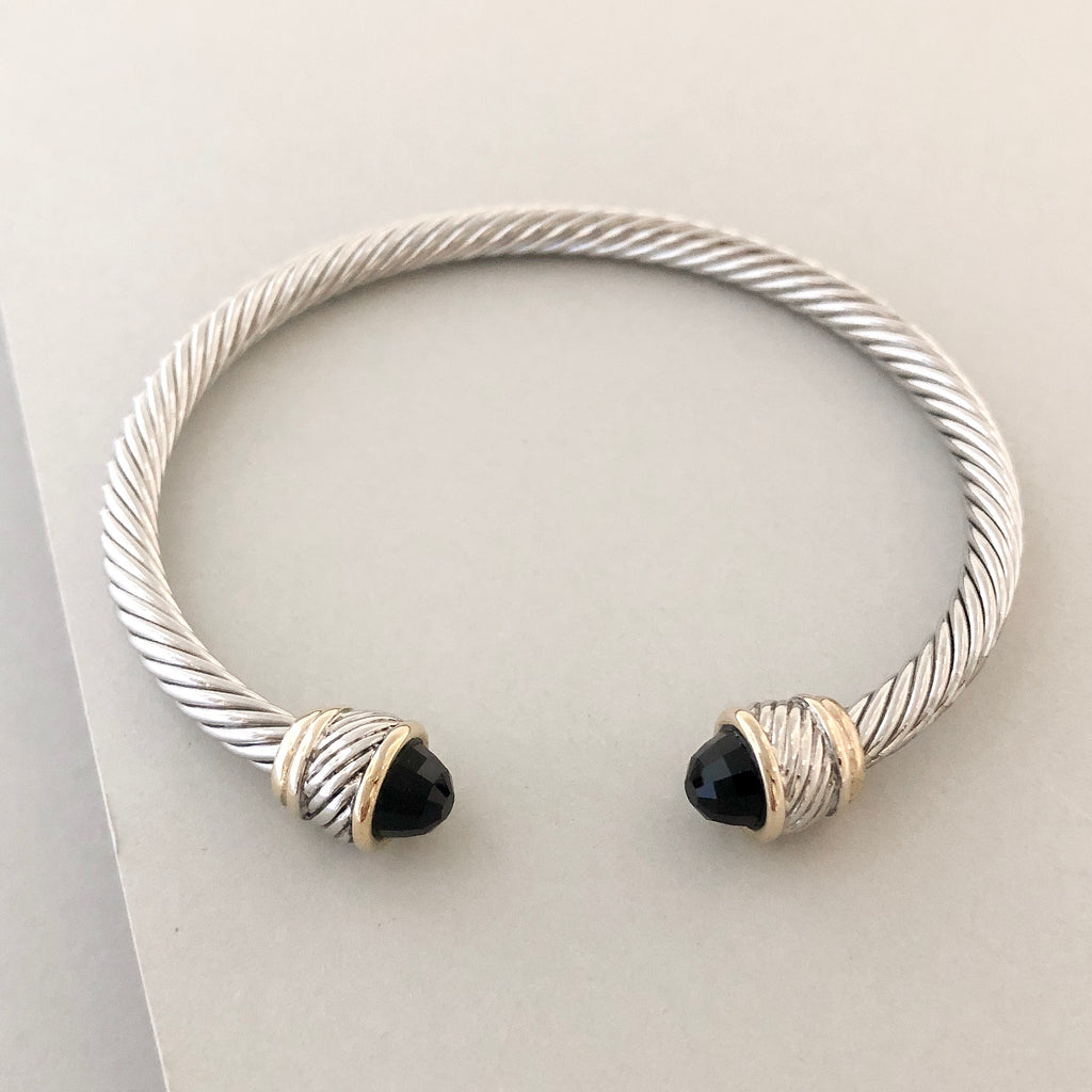 Stack It Up Bracelet Cuff- Black Stone