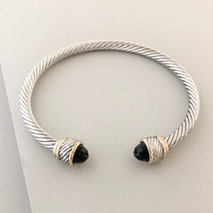 Stack It Up Bracelet Cuff- Black Stone