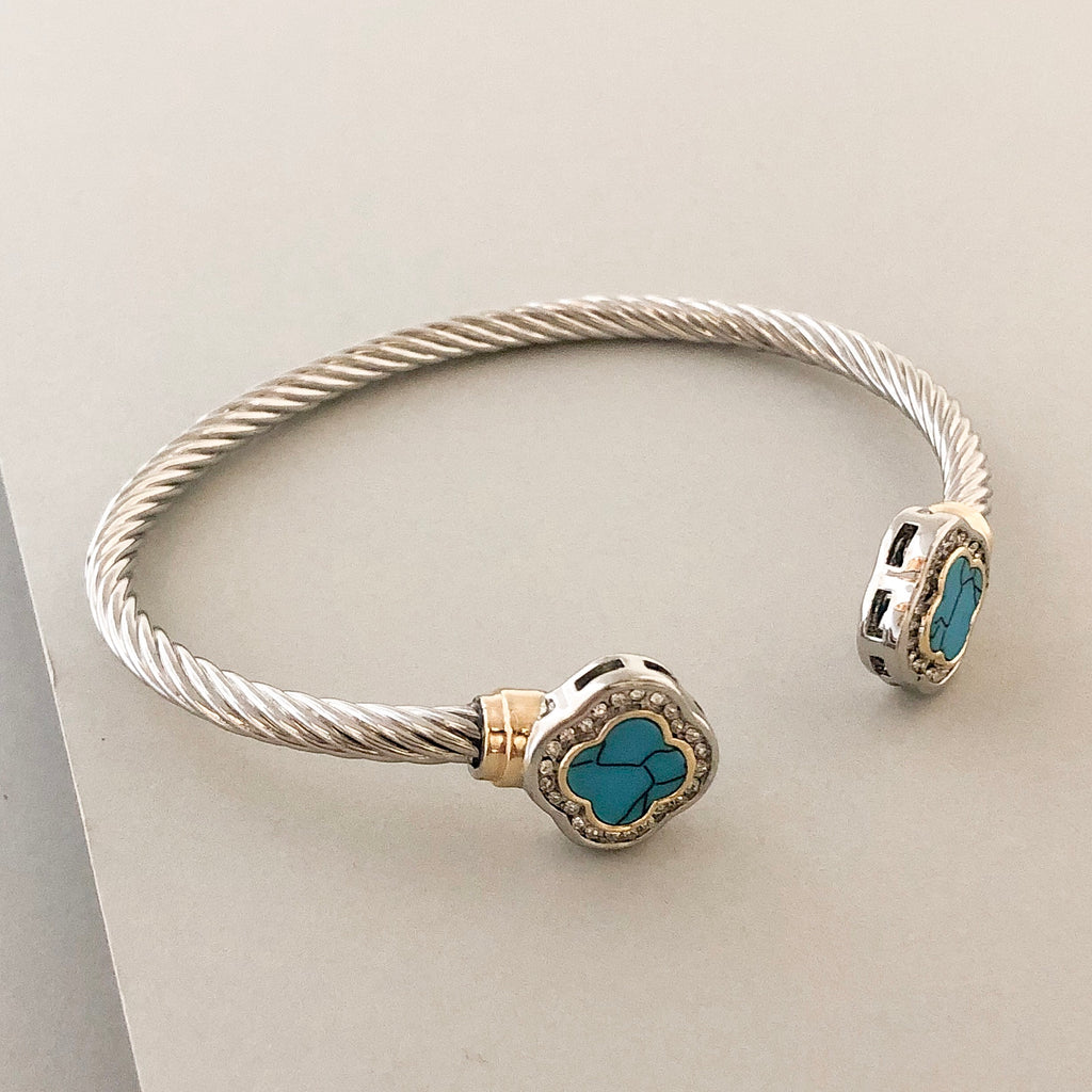 Stack It Up Bracelet Cuff- Turquoise Stone