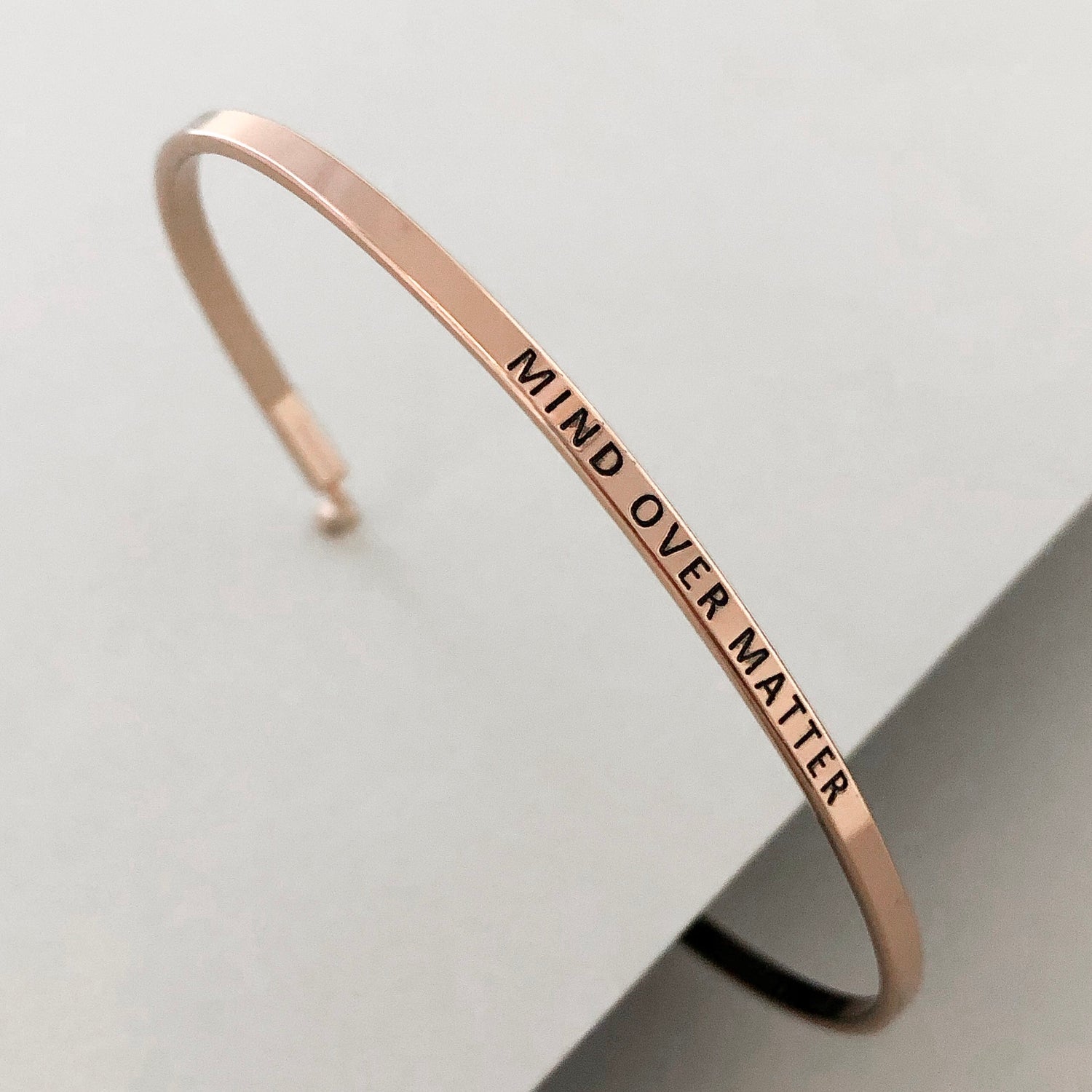 'Mind Over Matter' Dainty Bangle Bracelet-Rose Gold