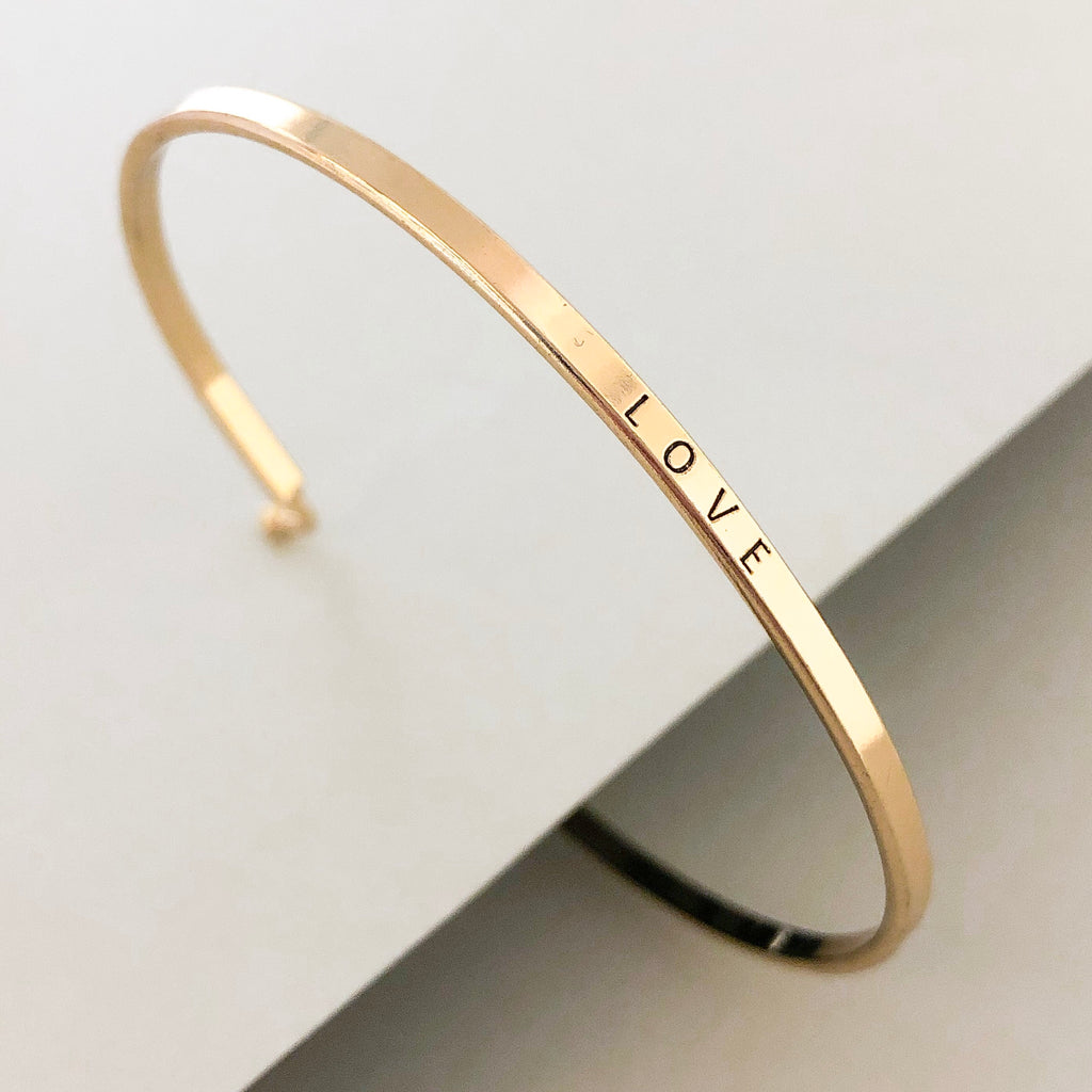 'Love' Dainty Bangle Bracelet-Gold