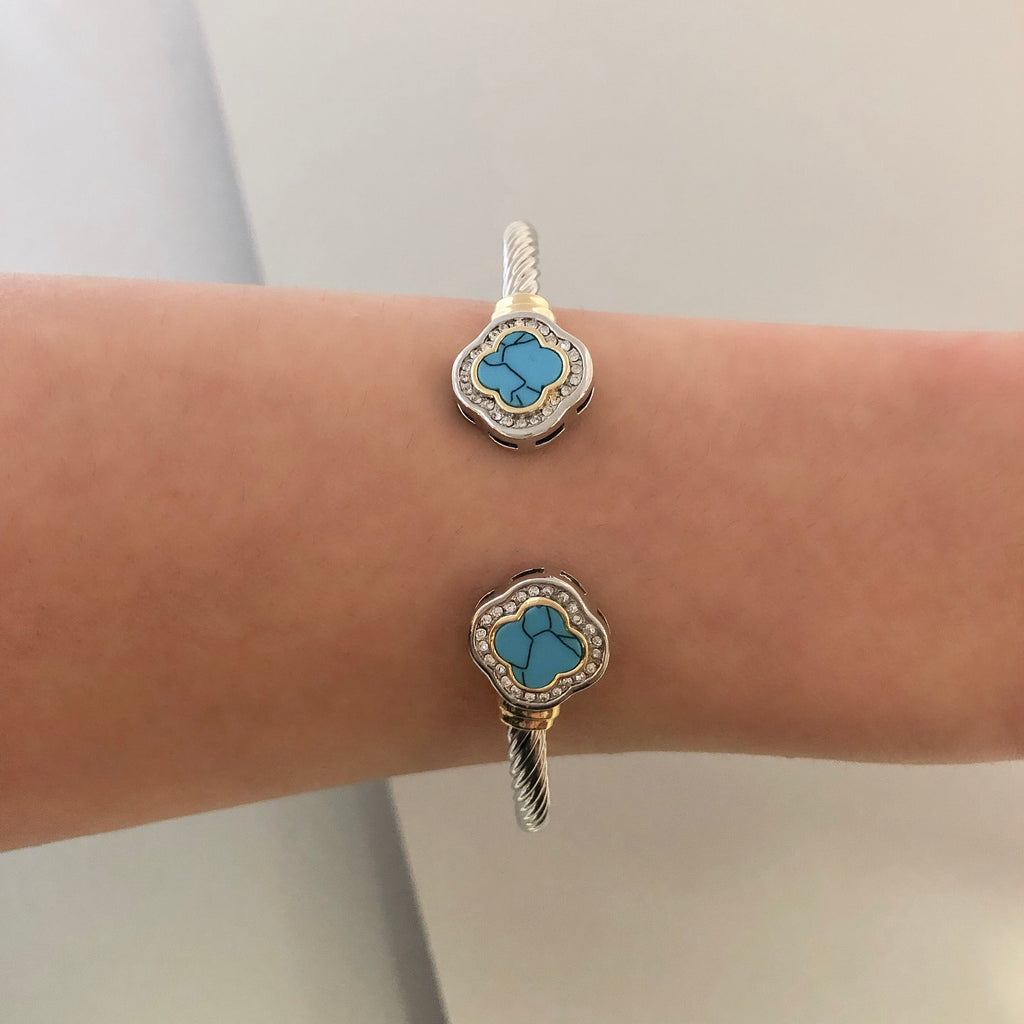 Stack It Up Bracelet Cuff- Turquoise Stone