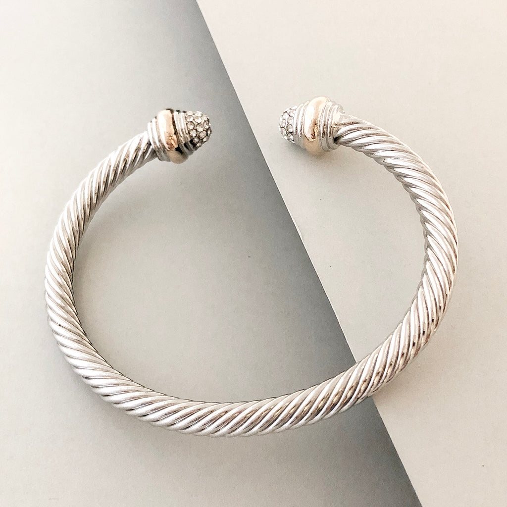 Stack It Up Bracelet Cuff- Pavé Ends