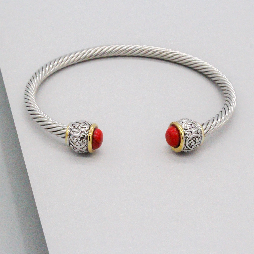 Stack It Up Bracelet Cuff- Red Stone