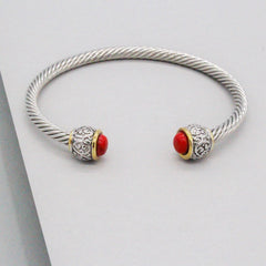 Stack It Up Bracelet Cuff- Red Stone