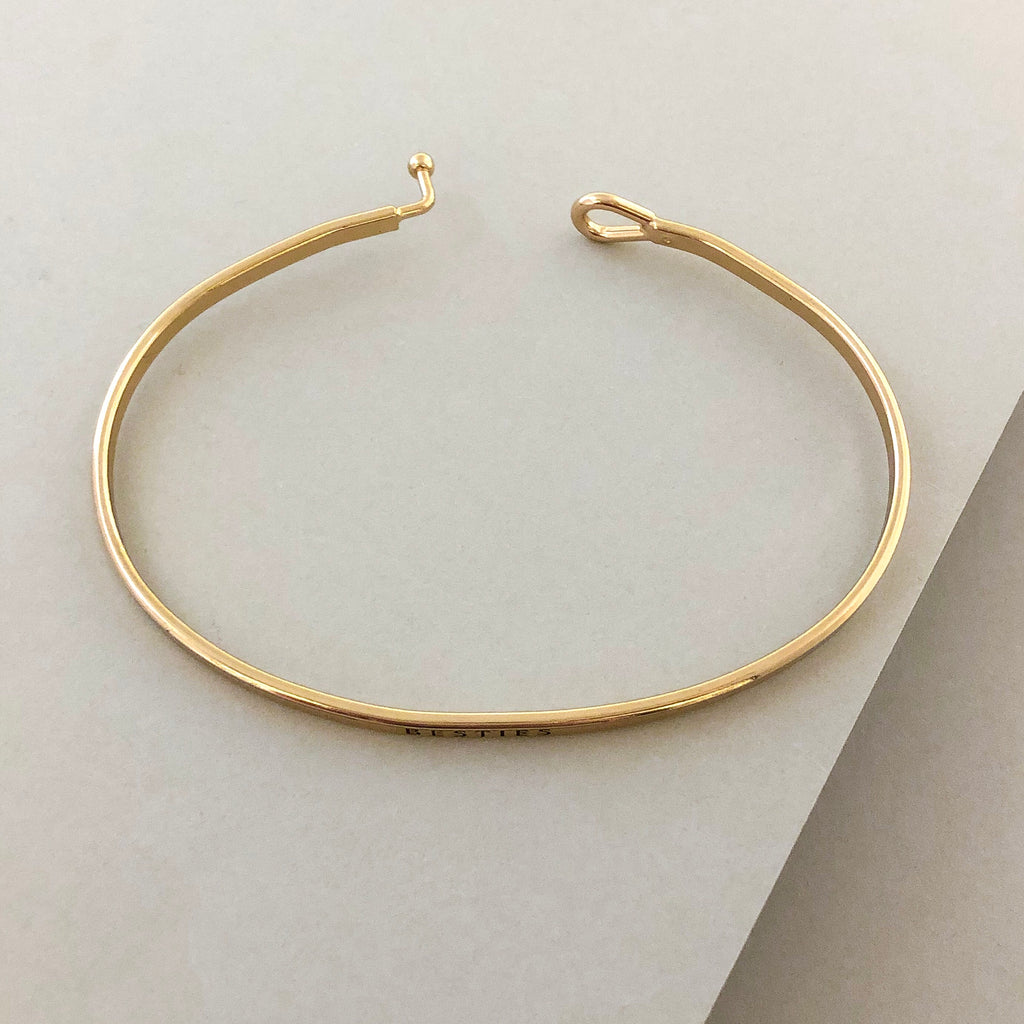'Besties' Dainty Bangle Bracelet-Gold