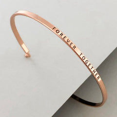 'Forever Together' Dainty Bangle Bracelet-Rose Gold
