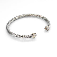 Stack It Up Bracelet Cuff- Two Tone / Pave Tips