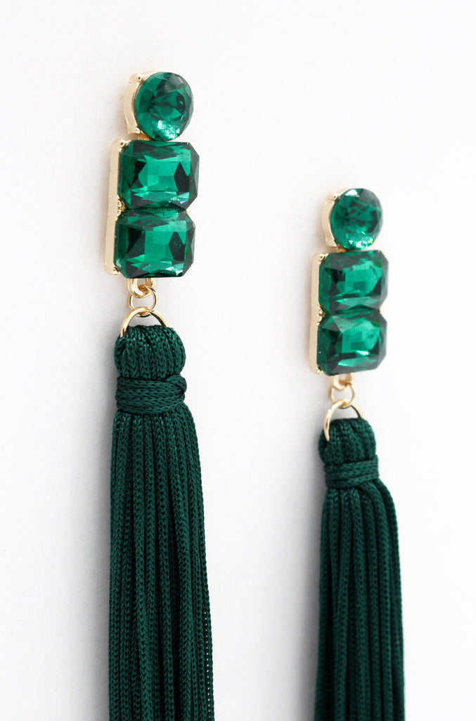 Electra Tassel Earrings- Emerald