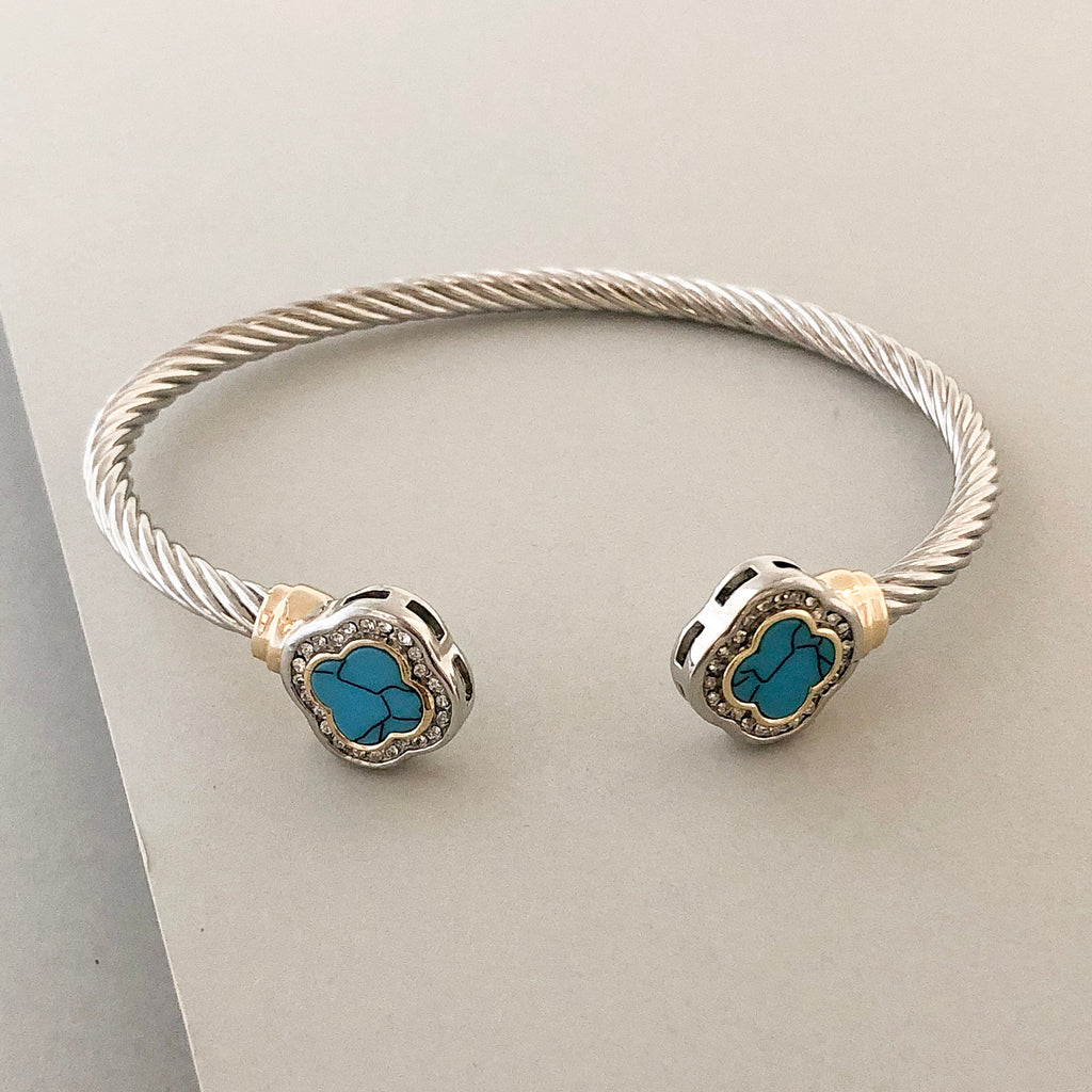 Stack It Up Bracelet Cuff- Turquoise Stone