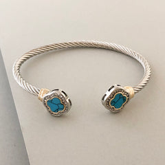 Stack It Up Bracelet Cuff- Turquoise Stone