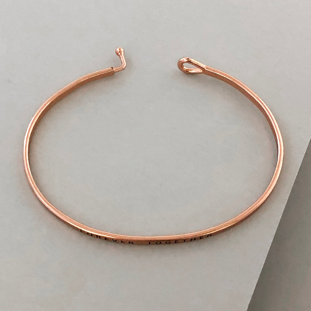 'Forever Together' Dainty Bangle Bracelet-Rose Gold