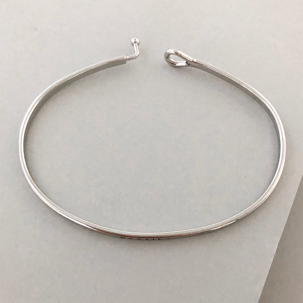 'Besties' Dainty Bangle Bracelet-Silver