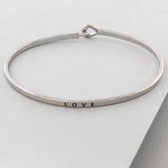 'Love' Dainty Bangle Bracelet-Silver