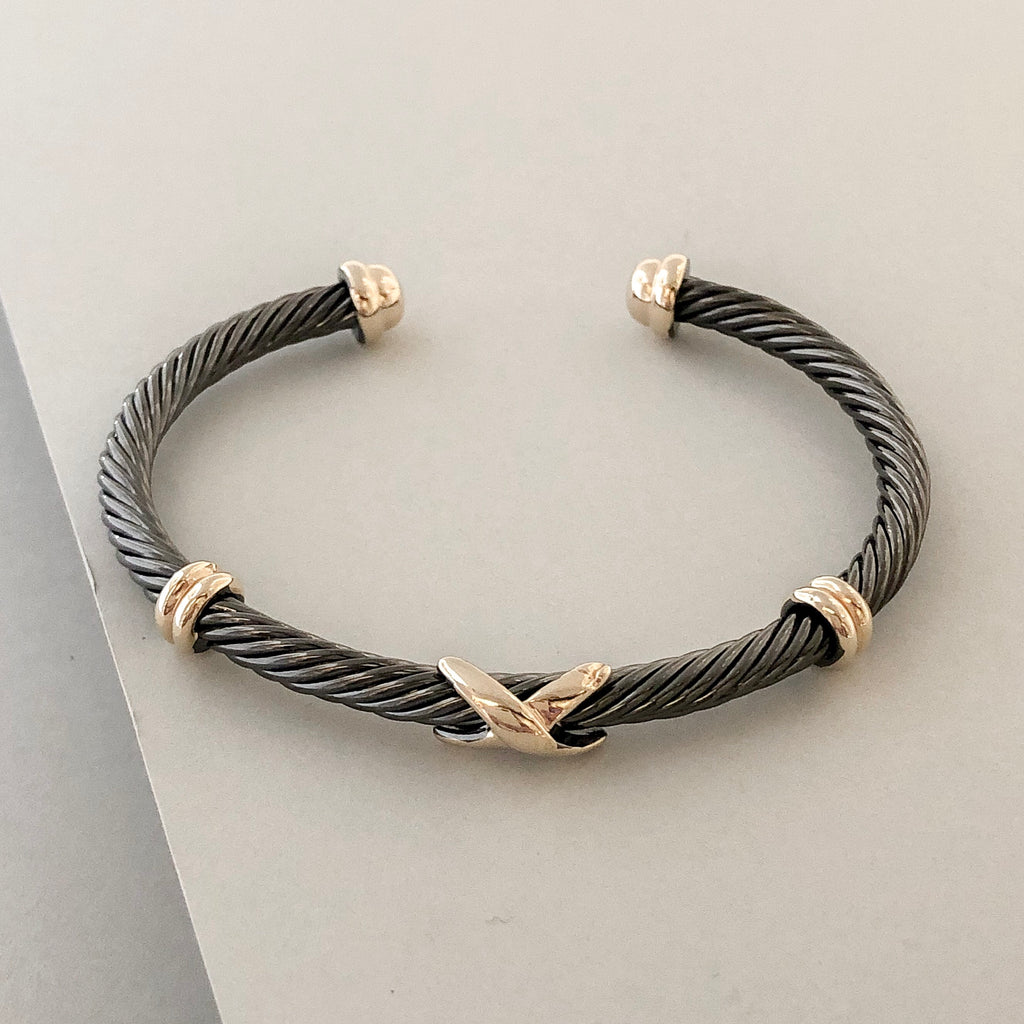 Stack It Up Bracelet Cuff- Gunmetal