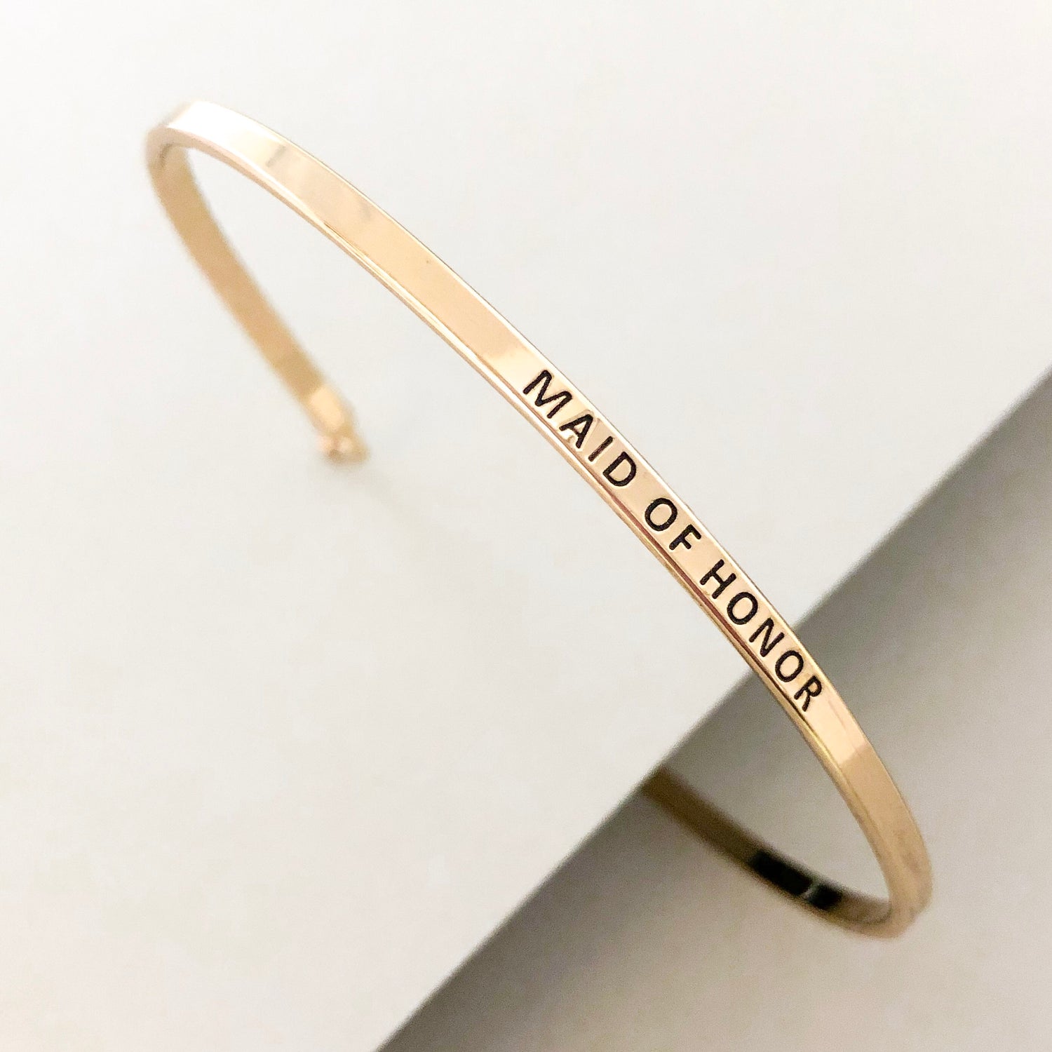 'Maid Of Honor' Dainty Bangle Bracelet-Gold
