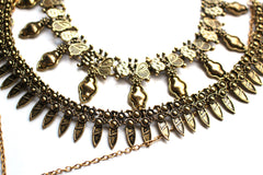 Saffron Metal Layered Choker Necklace Set- Gold