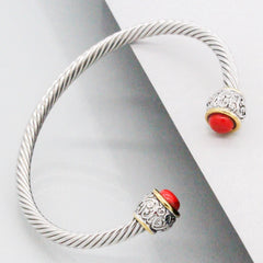 Stack It Up Bracelet Cuff- Red Stone