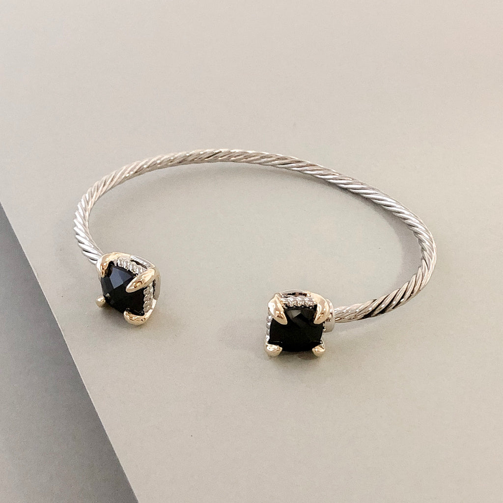 Stack It Up Bracelet Cuff- Onyx Ends